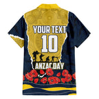 Personalized Cowboys ANZAC Tribute Family Matching Puletasi and Hawaiian Shirt Poppy Field Soldier Silhouette Aboriginal Rugby Mascot