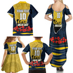 Personalized Cowboys ANZAC Tribute Family Matching Summer Maxi Dress and Hawaiian Shirt Poppy Field Soldier Silhouette Aboriginal Rugby Mascot