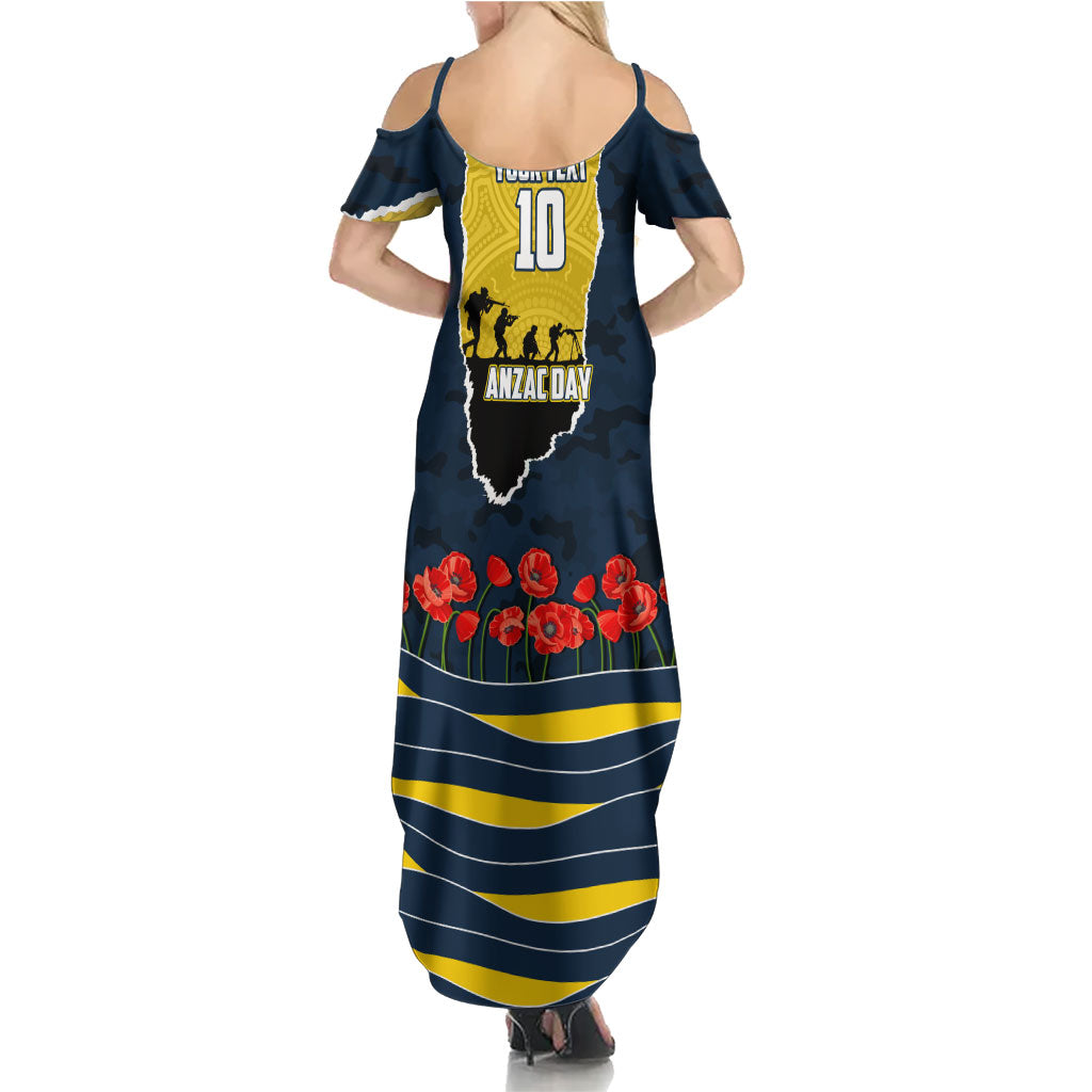 Personalized Cowboys ANZAC Tribute Family Matching Summer Maxi Dress and Hawaiian Shirt Poppy Field Soldier Silhouette Aboriginal Rugby Mascot