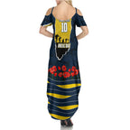 Personalized Cowboys ANZAC Tribute Family Matching Summer Maxi Dress and Hawaiian Shirt Poppy Field Soldier Silhouette Aboriginal Rugby Mascot