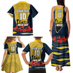 Personalized Cowboys ANZAC Tribute Family Matching Tank Maxi Dress and Hawaiian Shirt Poppy Field Soldier Silhouette Aboriginal Rugby Mascot