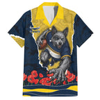 Personalized Cowboys ANZAC Tribute Hawaiian Shirt Poppy Field Soldier Silhouette Aboriginal Rugby Mascot