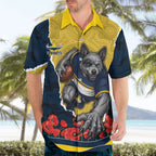 Personalized Cowboys ANZAC Tribute Hawaiian Shirt Poppy Field Soldier Silhouette Aboriginal Rugby Mascot