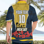 Personalized Cowboys ANZAC Tribute Hawaiian Shirt Poppy Field Soldier Silhouette Aboriginal Rugby Mascot