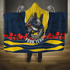 Personalized Cowboys ANZAC Tribute Hooded Blanket Poppy Field Soldier Silhouette Aboriginal Rugby Mascot