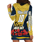 Personalized Cowboys ANZAC Tribute Hoodie Dress Poppy Field Soldier Silhouette Aboriginal Rugby Mascot