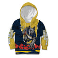 Personalized Cowboys ANZAC Tribute Kid Hoodie Poppy Field Soldier Silhouette Aboriginal Rugby Mascot