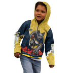 Personalized Cowboys ANZAC Tribute Kid Hoodie Poppy Field Soldier Silhouette Aboriginal Rugby Mascot