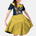 Personalized Cowboys ANZAC Tribute Kid Short Sleeve Dress Poppy Field Soldier Silhouette Aboriginal Rugby Mascot