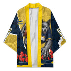 Personalized Cowboys ANZAC Tribute Kimono Poppy Field Soldier Silhouette Aboriginal Rugby Mascot