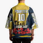 Personalized Cowboys ANZAC Tribute Kimono Poppy Field Soldier Silhouette Aboriginal Rugby Mascot