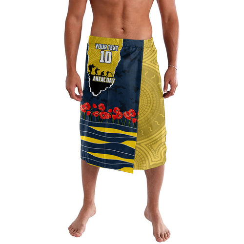 Personalized Cowboys ANZAC Tribute Lavalava Poppy Field Soldier Silhouette Aboriginal Rugby Mascot