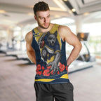 Personalized Cowboys ANZAC Tribute Men Tank Top Poppy Field Soldier Silhouette Aboriginal Rugby Mascot