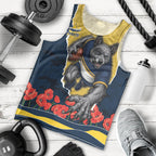 Personalized Cowboys ANZAC Tribute Men Tank Top Poppy Field Soldier Silhouette Aboriginal Rugby Mascot