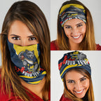 Personalized Cowboys ANZAC Tribute Neck Gaiter Poppy Field Soldier Silhouette Aboriginal Rugby Mascot