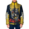 Personalized Cowboys ANZAC Tribute Padded Jacket Poppy Field Soldier Silhouette Aboriginal Rugby Mascot