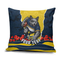 Personalized Cowboys ANZAC Tribute Pillow Cover Poppy Field Soldier Silhouette Aboriginal Rugby Mascot