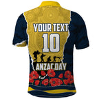 Personalized Cowboys ANZAC Tribute Polo Shirt Poppy Field Soldier Silhouette Aboriginal Rugby Mascot