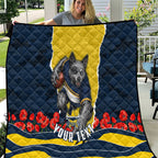 Personalized Cowboys ANZAC Tribute Quilt Poppy Field Soldier Silhouette Aboriginal Rugby Mascot