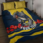 Personalized Cowboys ANZAC Tribute Quilt Bed Set Poppy Field Soldier Silhouette Aboriginal Rugby Mascot