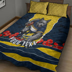 Personalized Cowboys ANZAC Tribute Quilt Bed Set Poppy Field Soldier Silhouette Aboriginal Rugby Mascot