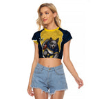 Personalized Cowboys ANZAC Tribute Raglan Cropped T Shirt Poppy Field Soldier Silhouette Aboriginal Rugby Mascot