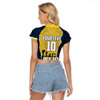 Personalized Cowboys ANZAC Tribute Raglan Cropped T Shirt Poppy Field Soldier Silhouette Aboriginal Rugby Mascot