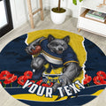 Personalized Cowboys ANZAC Tribute Round Carpet Poppy Field Soldier Silhouette Aboriginal Rugby Mascot