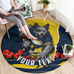 Personalized Cowboys ANZAC Tribute Round Carpet Poppy Field Soldier Silhouette Aboriginal Rugby Mascot