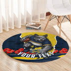 Personalized Cowboys ANZAC Tribute Round Carpet Poppy Field Soldier Silhouette Aboriginal Rugby Mascot