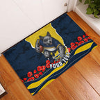 Personalized Cowboys ANZAC Tribute Rubber Doormat Poppy Field Soldier Silhouette Aboriginal Rugby Mascot