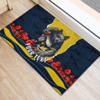 Personalized Cowboys ANZAC Tribute Rubber Doormat Poppy Field Soldier Silhouette Aboriginal Rugby Mascot