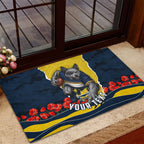 Personalized Cowboys ANZAC Tribute Rubber Doormat Poppy Field Soldier Silhouette Aboriginal Rugby Mascot