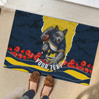 Personalized Cowboys ANZAC Tribute Rubber Doormat Poppy Field Soldier Silhouette Aboriginal Rugby Mascot