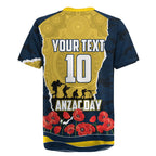 Personalized Cowboys ANZAC Tribute Rugby Jersey Poppy Field Soldier Silhouette Aboriginal Rugby Mascot