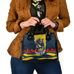 Personalized Cowboys ANZAC Tribute Shoulder Handbag Poppy Field Soldier Silhouette Aboriginal Rugby Mascot