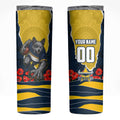 Personalized Cowboys ANZAC Tribute Skinny Tumbler Poppy Field Soldier Silhouette Aboriginal Rugby Mascot