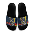 Personalized Cowboys ANZAC Tribute Slide Sandals Poppy Field Soldier Silhouette Aboriginal Rugby Mascot