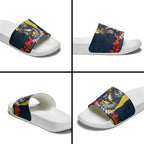 Personalized Cowboys ANZAC Tribute Slide Sandals Poppy Field Soldier Silhouette Aboriginal Rugby Mascot