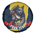 Personalized Cowboys ANZAC Tribute Spare Tire Cover Poppy Field Soldier Silhouette Aboriginal Rugby Mascot