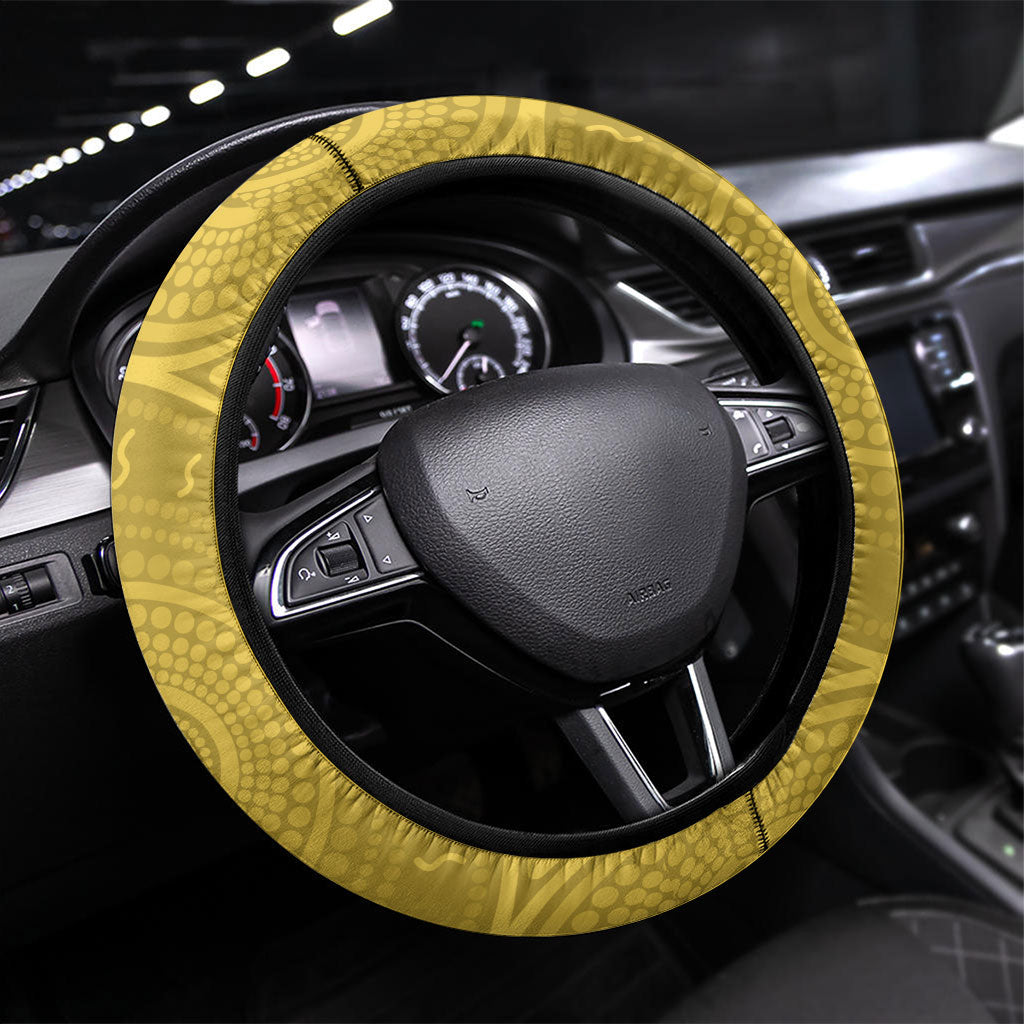 Cowboys ANZAC Tribute Steering Wheel Cover Poppy Field Soldier Silhouette Aboriginal Rugby Mascot