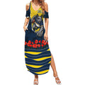 Personalized Cowboys ANZAC Tribute Summer Maxi Dress Poppy Field Soldier Silhouette Aboriginal Rugby Mascot