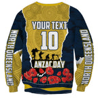Personalized Cowboys ANZAC Tribute Sweatshirt Poppy Field Soldier Silhouette Aboriginal Rugby Mascot