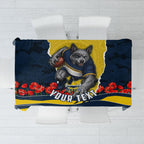 Personalized Cowboys ANZAC Tribute Tablecloth Poppy Field Soldier Silhouette Aboriginal Rugby Mascot