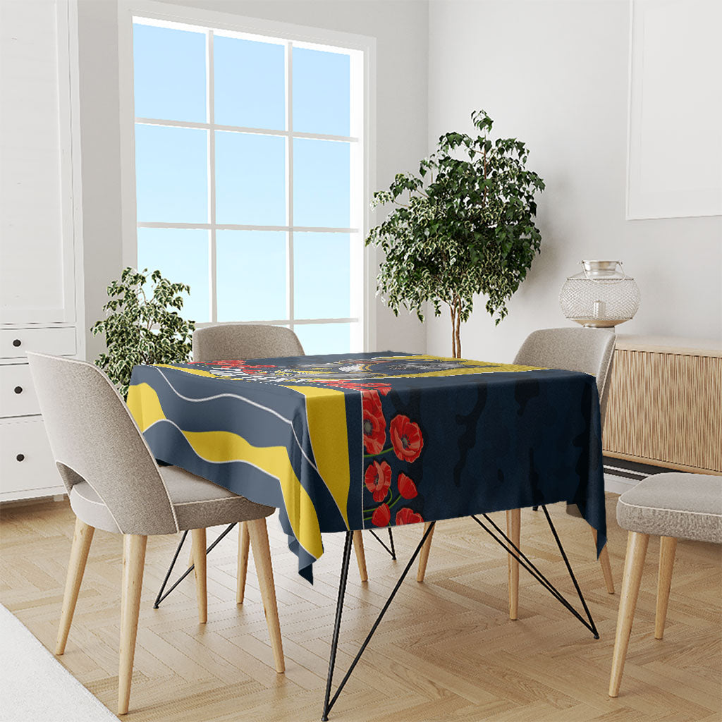 Personalized Cowboys ANZAC Tribute Tablecloth Poppy Field Soldier Silhouette Aboriginal Rugby Mascot