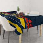 Personalized Cowboys ANZAC Tribute Tablecloth Poppy Field Soldier Silhouette Aboriginal Rugby Mascot