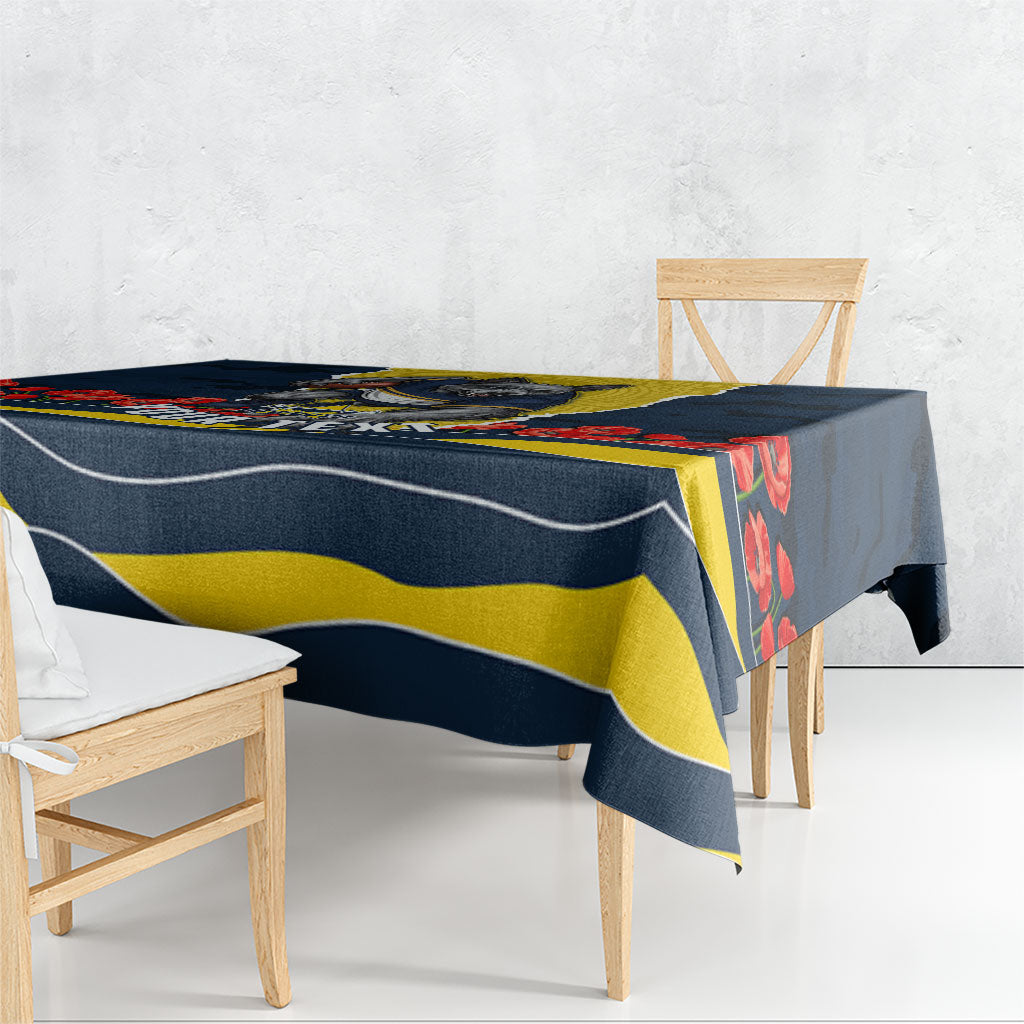 Personalized Cowboys ANZAC Tribute Tablecloth Poppy Field Soldier Silhouette Aboriginal Rugby Mascot