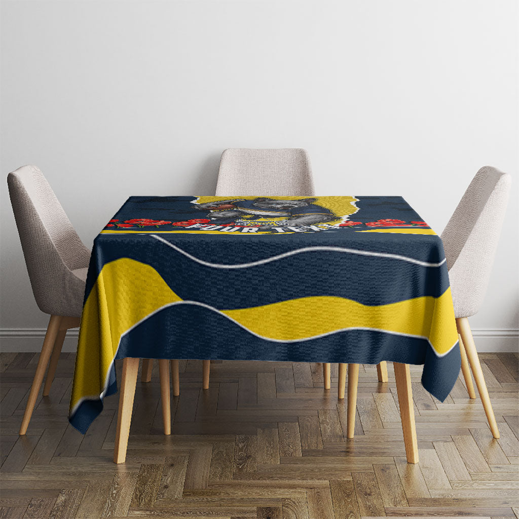 Personalized Cowboys ANZAC Tribute Tablecloth Poppy Field Soldier Silhouette Aboriginal Rugby Mascot