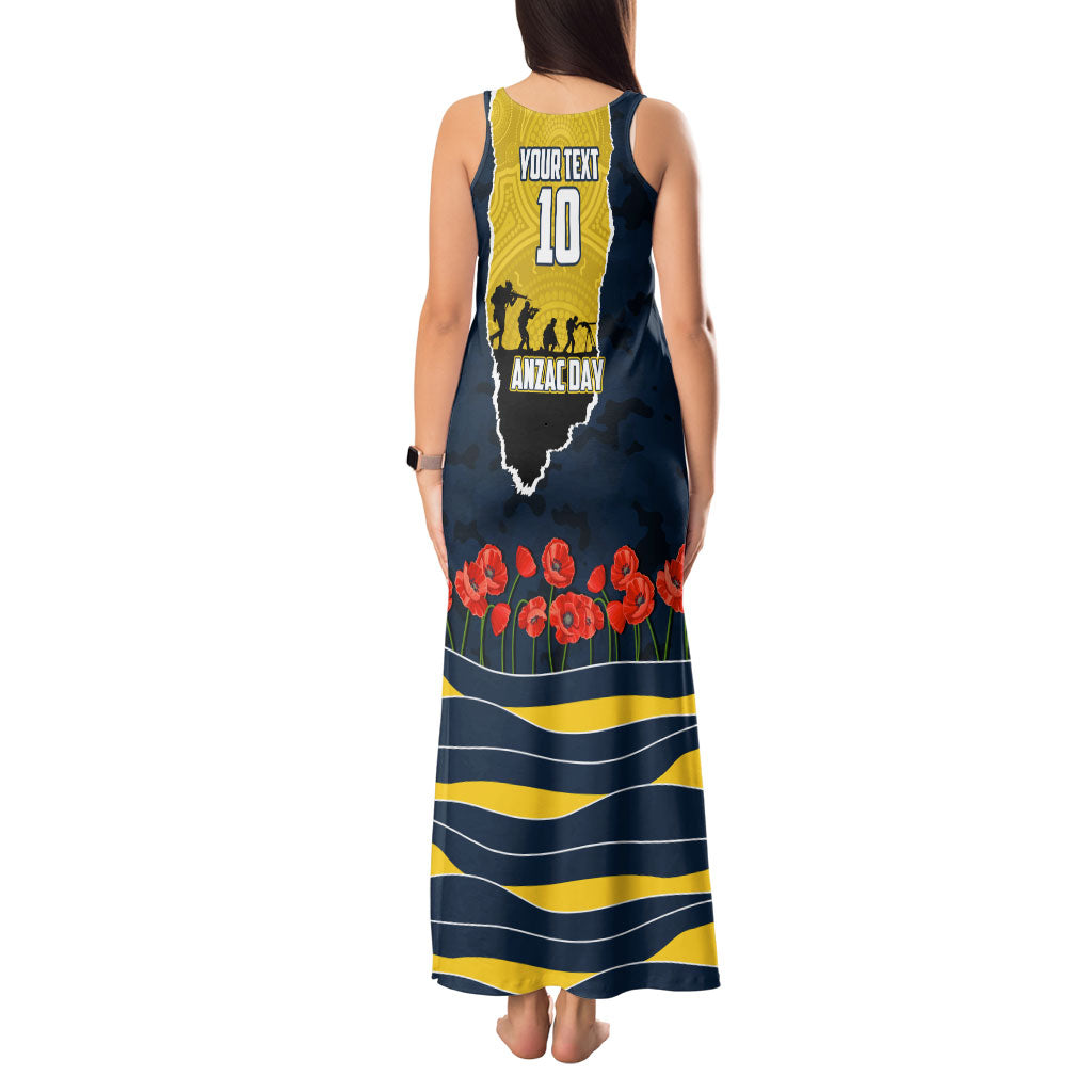 Personalized Cowboys ANZAC Tribute Tank Maxi Dress Poppy Field Soldier Silhouette Aboriginal Rugby Mascot