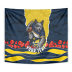 Personalized Cowboys ANZAC Tribute Tapestry Poppy Field Soldier Silhouette Aboriginal Rugby Mascot